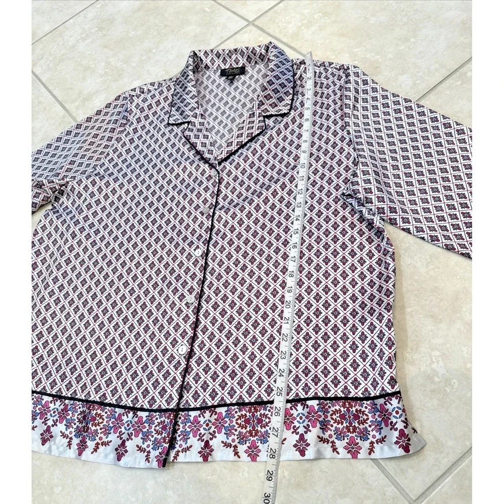 Thalia Sodi PJ Set Long Sleeve Pajamas Set Sz XXL Satin Geometric Loungewear